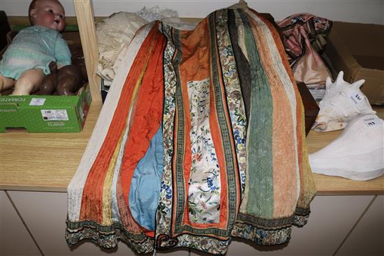 Two Chinese embroidered silk skirts